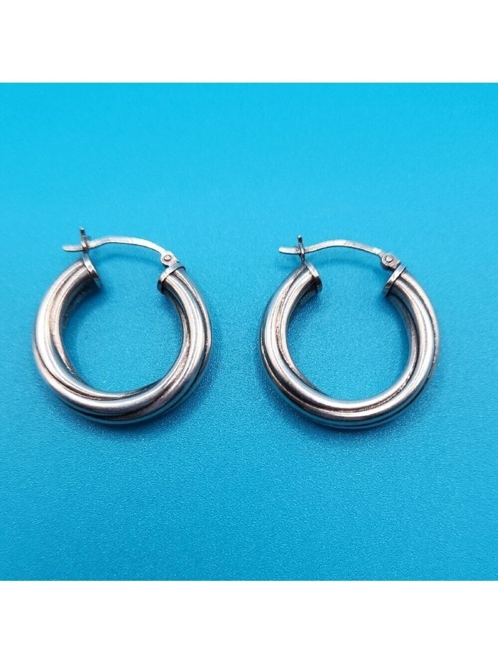 Vintage Sterling Silver Hoop Earrings - Picture 5 of 5